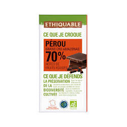 Tablette de chocolat noir équitable 70 %